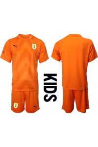 Fotbalové Dres Uruguay Brankářské Dětské Venkovní Oblečení MS 2022 Krátký Rukáv (+ trenýrky)